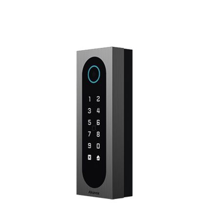 control de acceso slim akuvox a08s  aluminio y vidrio templado  ip65  ik09  capacidad para 20000 tarjetas  métodos de acceso mu