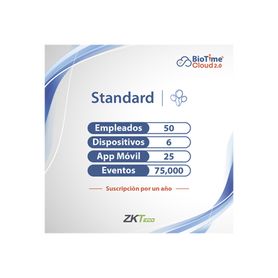 licencia standart biotime cloud 20   50 usuarios  6 dispositivos licencia anual