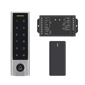 mini controlador de acceso con teclado inalámbrico  cuenta con botón de salida inalámbrico  soporta tarjeta y contrasena  cuent