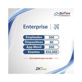 licencia enterprise biotime cloud 20   300 usuarios  40 dispositivos licencia anual