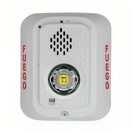 sirena con lámpara led estroboscópica  a 2 hilos  montaje en pared  12 o 24 vcd  configuración estroboscópica seleccionable  te