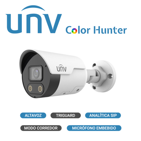 CÁMARA IP MINI BULLET ULTRA265 UNV IPC2128SB-ADF28KMC-I0 / 8MP / LENTE FIJO DE 2.8 MM / 12 VCD & POE AF / RANURA PARA MICRO SD
