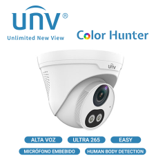 CÁMARA IP DOMO TURRET UNV IPC3614LE-ADF28KC-WL / 4MP / ULTRA265 / LENTE FIJO DE 2.8 MM / 12 VCD & POE AF / RANURA PARA MICRO SD