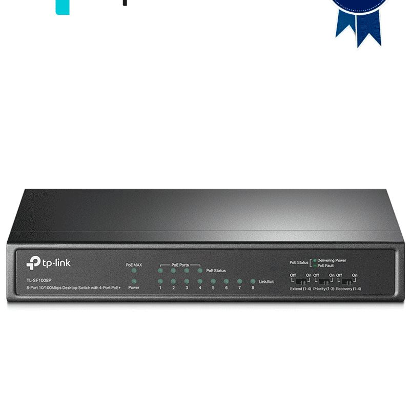 Tplink Tlsf1008p Switch Poe No Administrable Con 8 Puertos Fast Ethernet Que Incluye 4 Puertos Poe Af Y At. Ofrece Un Presupuest