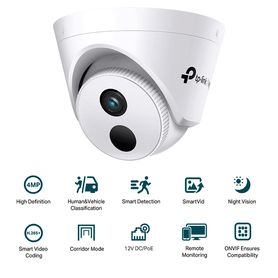 vigi c440i28mm  cámara ip tipo torreta ir de 4 mp  poe12v cc lente fija de 28 mm caracteristica detección inteligente clasifica