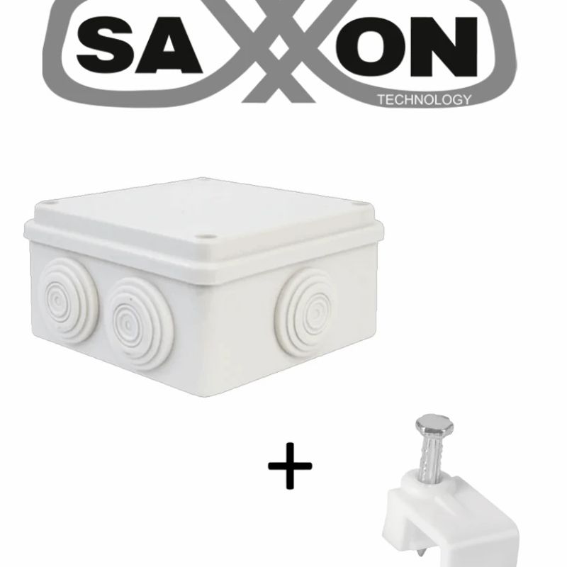 Saxxon Swd015lmg5mmc  Paquete De Caja De Conexiones 8 Entradas 150x150x70mm Con Bolsa De Grapas Cuadradas De Pared De 6mm De Alt