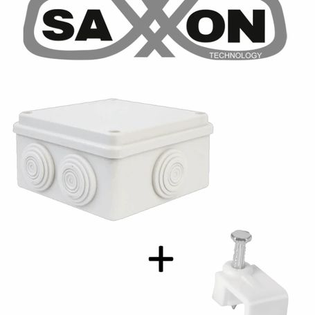 Saxxon Swd015lmg5mmc  Paquete De Caja De Conexiones 8 Entradas 150x150x70mm Con Bolsa De Grapas Cuadradas De Pared De 6mm De Alt