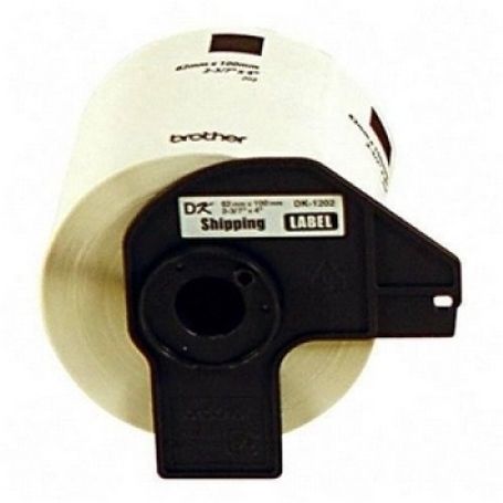 Etiqueta blanca de papel Brother DK1202 300 etiquetas de 62 mm de ancho x 100 mm de largo. Impresión en negro. QL800 / QL810W / 