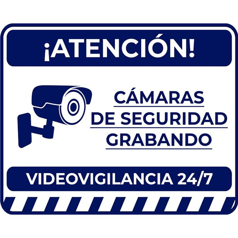 Saxxon  Letrero De Video Vigilancia 24/7  Medida 17 X 21.8 Cm  Estireno Calibre 30