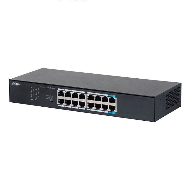 Dahua Dhs301616gt Switch Gigabit De 16 Puertos No Administrable De Capa 2 Con Velocidad 10/100/1000 Mbps Capacidad De Conmutació