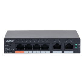 dahua dhcs40064et2et60  switch poe de 6 puertos administrable con 4 poe 10100 mbps y 2 uplink 10100 mbps total de 65 w poe admi