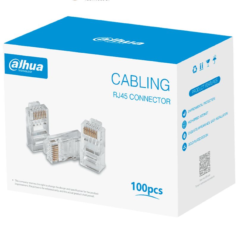 Dahua Dhpfm976631  Caja Con 100 Plugs Rj45 Cat6/ Chapado De Oro De 15 U/ Clasificación De Resistencia Al Fuego Ul94v2/ Lonuevo C