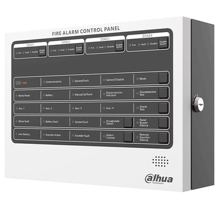 Dahua Wisualarm Hyc1024 Panel De Alarma Contra Incendios/ Convencional De 4 Zonas/ Hasta 32 Detectores Por Zona/ 4 Contactos Sec