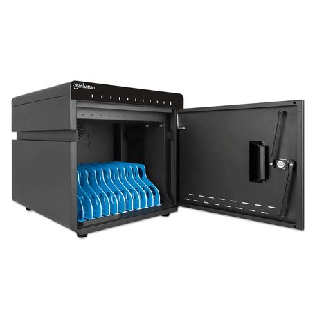 Manhattan  715942  Gabinete Profesional Carga 10 Puertos Usbc  180 W / 10 Puertos Bahias Teléfonos Y Tabletas 180 W En Total Has
