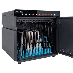 manhattan  715942  gabinete profesional carga 10 puertos usbc  180 w  10 puertos bahias teléfonos y tabletas 180 w en total has