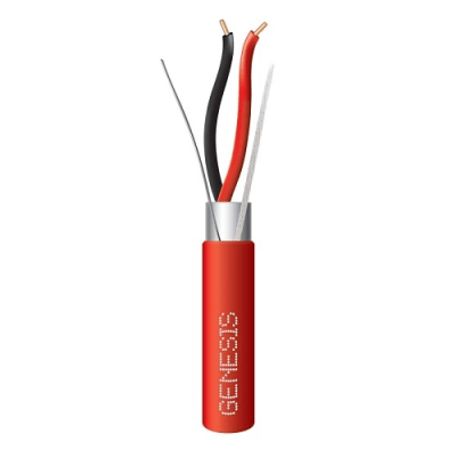 carrete de 305 metros de alambre  2 x 12 awg  riser  blindado  para aplicaciones de incendio fplr  sólido color rojo