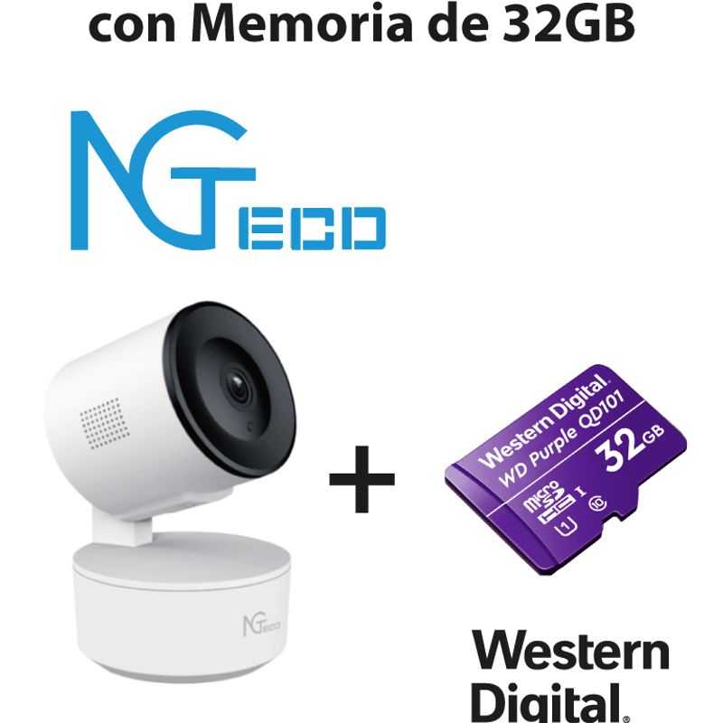 Ngteco Ngc2301pak  Paquete De Cámara Ngc2301 Ip Wifi 1080p Con Memoria De 32gb Micro Sdhc/ Linea Purple/ Clase 10 U1