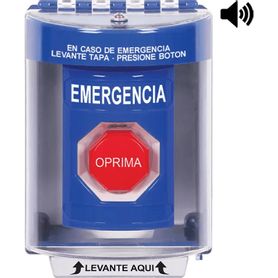 ​botón multipropósito color azul de superficie con espaciador ctapa de policarbonato cbocina pre alarma interiorexterior llave 