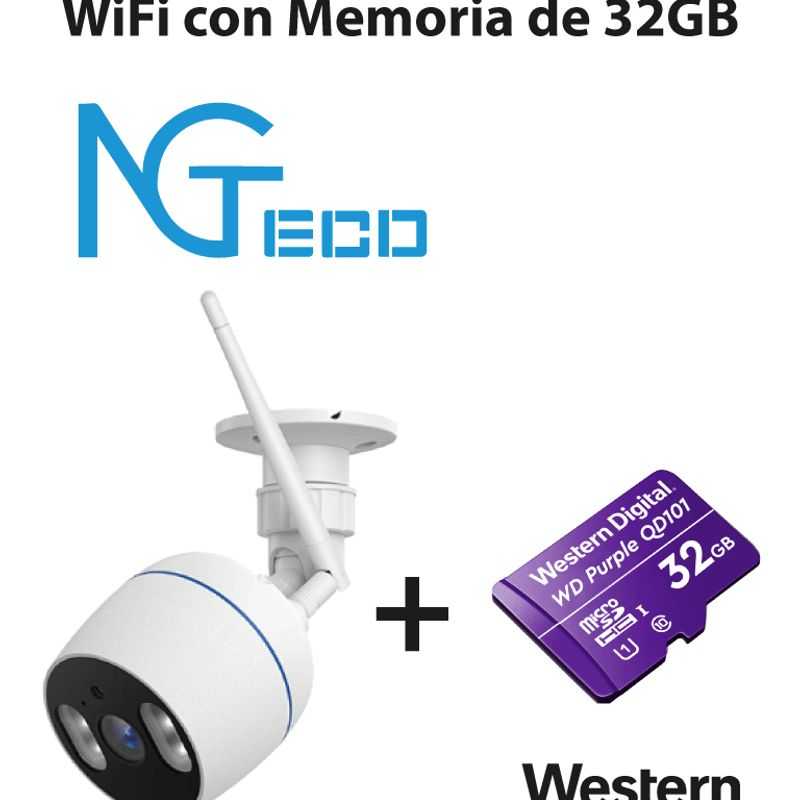 Ngteco Ngc501pak  Paquete De Cámara Ngc501 Ip Bullet Wifi 1080p Con Memoria De 32gb Micro Sdhc/ Linea Purple/ Clase 10 U1