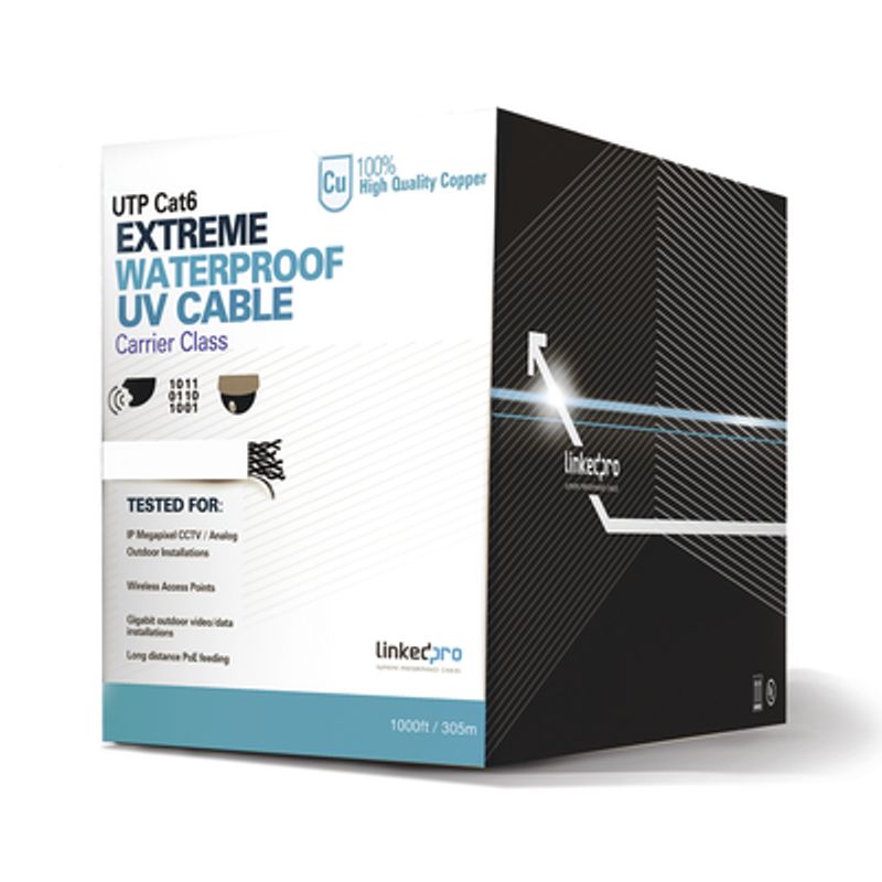 Bobina De Cable Utp 305 Metros Cat6 Calibre 23 Climas Extremos Color Blanco Sin Blindar Para Intemperie