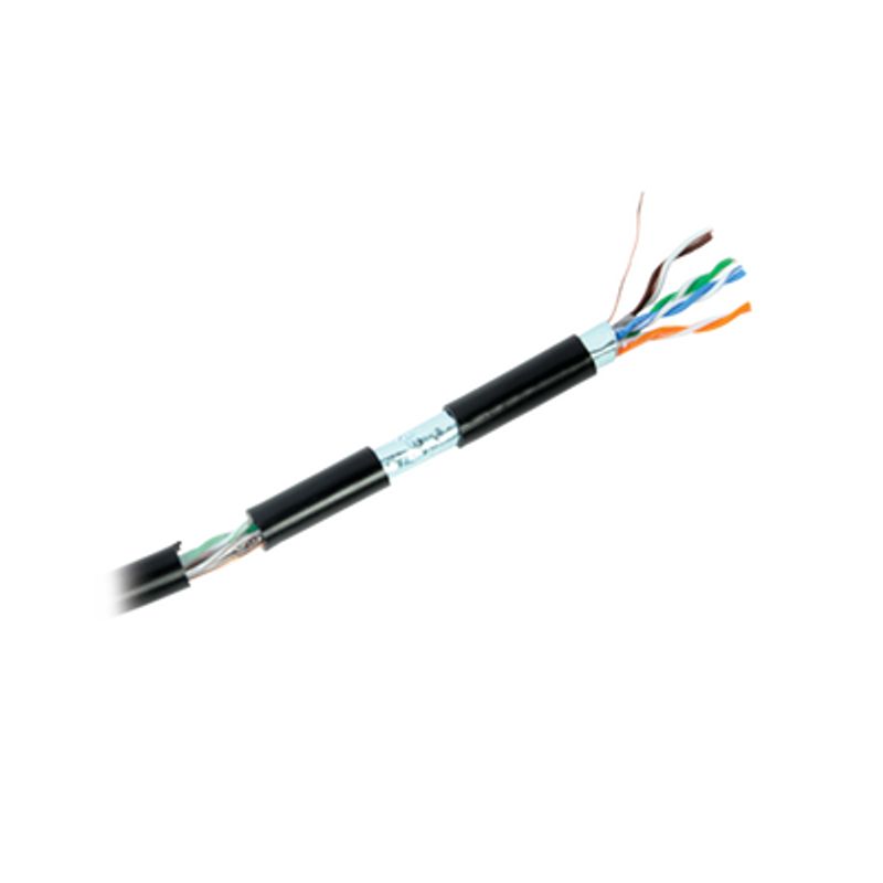 Bobina De Cable De 305 Metros Cat6 Calibre 23 Exterior Blindado Tipo Ftp Para Climas Extremos Ul Color Negro
