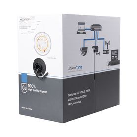 bobina de cable de 305 m cat5e  ftp blindado color negro ul para aplicaciones en video vigilancia redes de datos uso en intempe