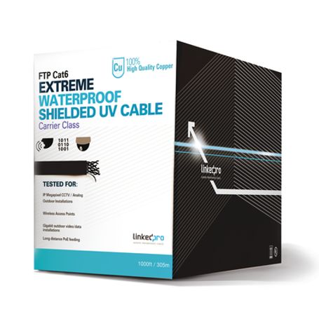 bobina de cable 305 metros cat6 calibre 23 climas extremos color negro sin blindar para intemperie 161297