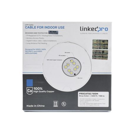 Cable Cat5e De Alto Rendimiento Con Certificaciones Etl Ul Color Gris De 100 M ( 328 Ft ) Para Aplicaciones En Cctv Redes De Dat