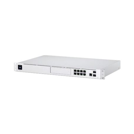 unifi os console dream machine pro con 1 puerto wan gigabit rj45 1 puerto wan 10g sfp  8 puertos lan gigabit rj45 y una bahia d