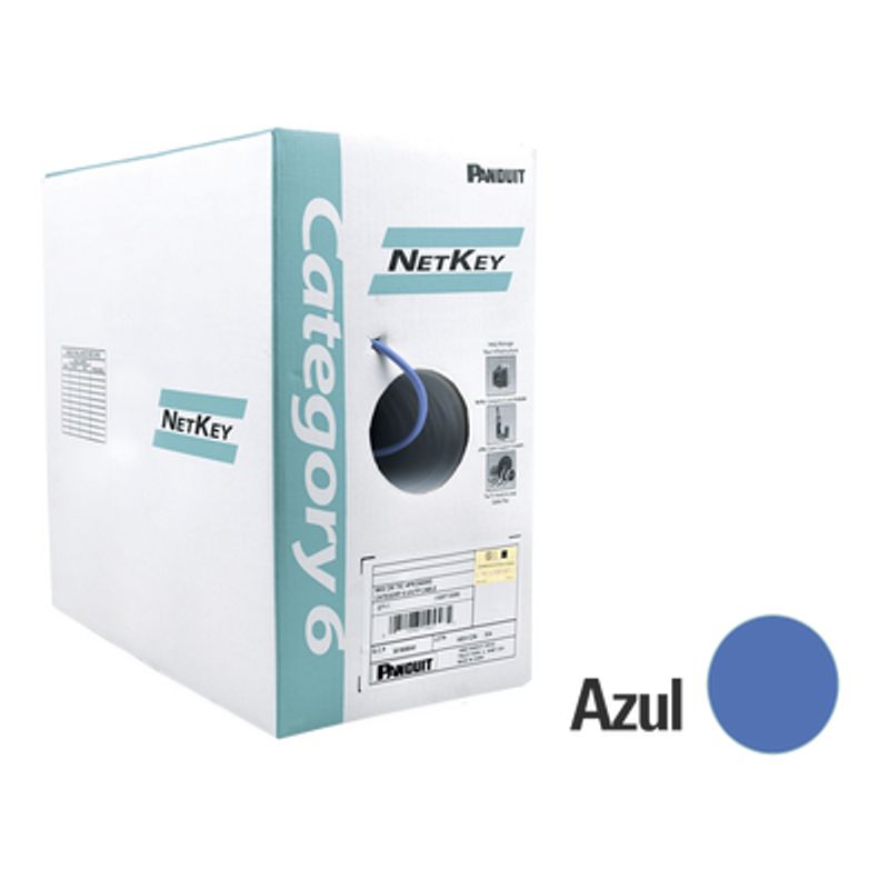 Bobina De Cable Utp 305 M. De Cobre Netkey Azul Categoria 6 (24 Awg) 1000mbps Riser (cmr) De 4 Pares