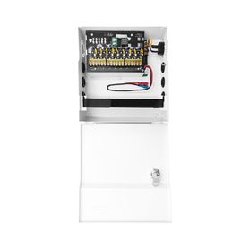  fuente de poder con ajuste de voltaje de 11 15 vcc  10 a  9 salidas  capacidad de bateria de respaldo  requiere bateria  volta