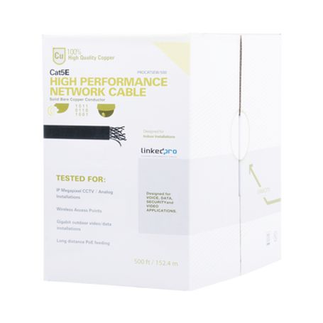  Cable Cat5e De Alto Rendimiento Certificaciones Etl Ul  De 500 Ft ( 152.5 M ) De Color Blanco Para Aplicaciones En Video Vigila