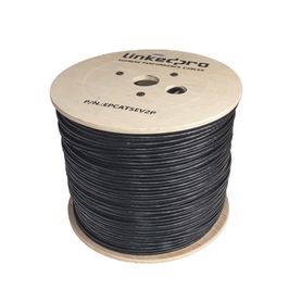 bobina de cable siamés cat5e cca  2 cables gruesos 16 awg para alimentar cámaras más lejos  305m  instalación en exterior  uso 