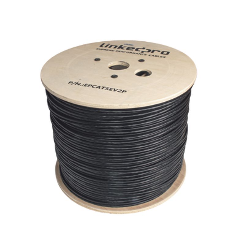 Bobina De Cable Siamés Cat5e Cca  2 Cables Gruesos (16 Awg) Para Alimentar Cámaras Más Lejos / 305m / Instalación En Exterior / 