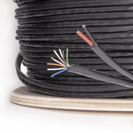 Bobina De Cable Siamés Cat5e Cca  2 Cables Gruesos (16 Awg) Para Alimentar Cámaras Más Lejos / 305m / Instalación En Exterior / 