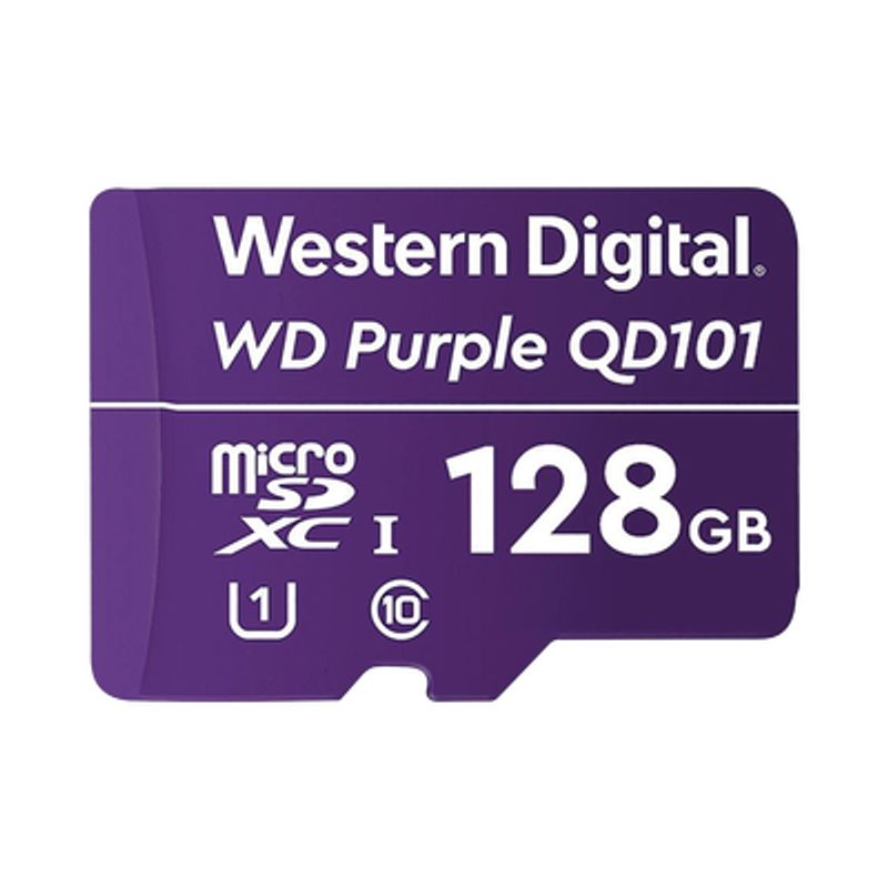 Memoria Microsd De 128 Gb Purple Especializada Para Videovigilancia 10 Veces Mayor Duración 3 Anos De Garantia