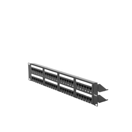 Panel De Parcheo De Impacto (110) Utp De 48 Puertos Cat6 19in 2u Con Barra Para Organizar Cable