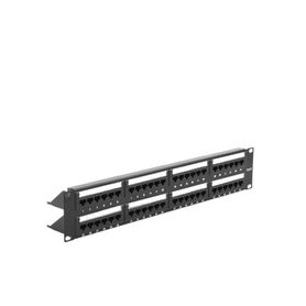 panel de parcheo de impacto 110 utp de 48 puertos cat6 19in 2u con barra para organizar cable65981