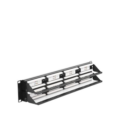 Panel De Parcheo De Impacto (110) Utp De 48 Puertos Cat6 19in 2u Con Barra Para Organizar Cable