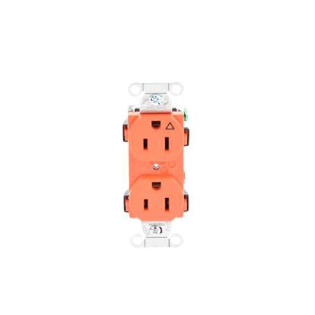 Contacto Dúplex Conexión A Tierra Aislada/ 15a 125v/ 2 Polos 3 Hilos/ Nema 515r /grado Comercial/ Color Naranja.