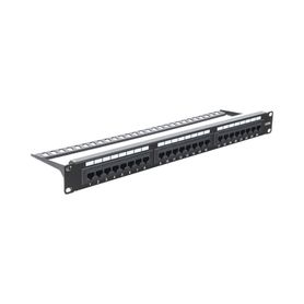 panel de parcheo de impacto 110 utp de 24 puertos cat6a 19in con barra para organizar cables y espacio para etiqueta75333