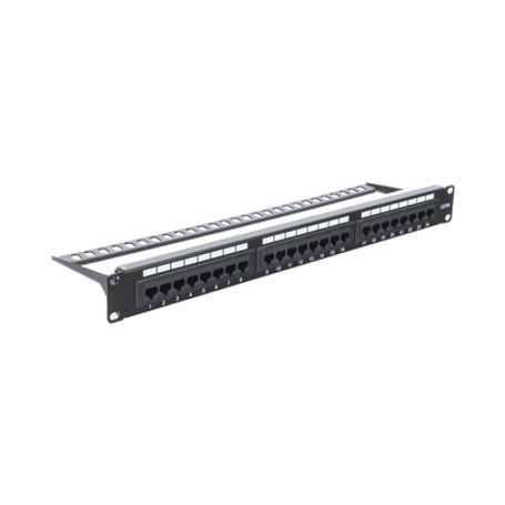 Panel De Parcheo De Impacto (110) Utp De 24 Puertos Cat6a 19in Con Barra Para Organizar Cables Y Espacio Para Etiqueta