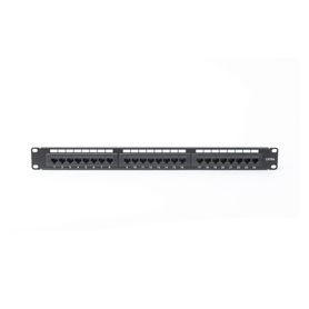 panel de parcheo de impacto 110 utp de 24 puertos cat6a 19in con barra para organizar cables y espacio para etiqueta75333