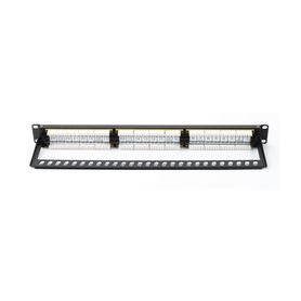 panel de parcheo de impacto 110 utp de 24 puertos cat6a 19in con barra para organizar cables y espacio para etiqueta75333