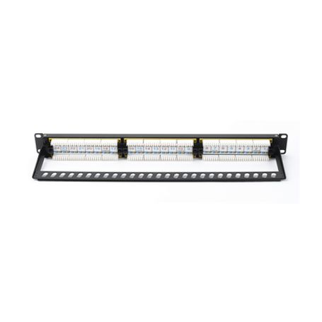 Panel De Parcheo De Impacto (110) Utp De 24 Puertos Cat6a 19in Con Barra Para Organizar Cables Y Espacio Para Etiqueta