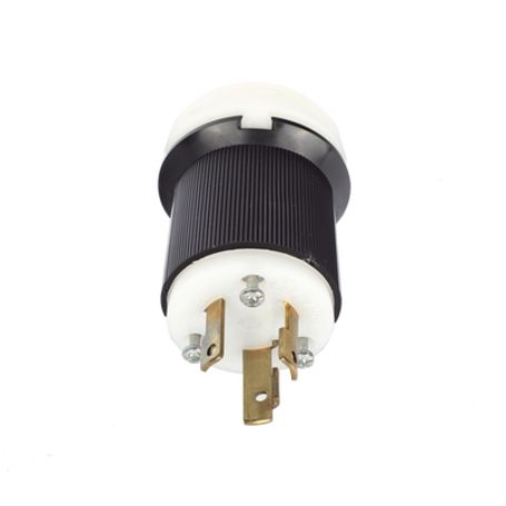 clavija industrial con bloqueo de media vuelta  30 a 250 v ca  2 polos 3 hilos  color blanco y negro  nema l630p204368