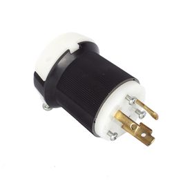 clavija industrial con bloqueo de media vuelta  30 a 250 v ca  2 polos 3 hilos  color blanco y negro  nema l630p204368