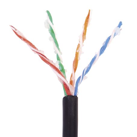 Bobina De 1000 Ft ( 305 M ) Cat5e Con Gel Para Exterior Color Negro Para Aplicaciones En Sistemas De Redes De Datos Y Cableado E