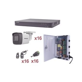 kit turbohd 1080p  dvr 16 canales  16 cámaras bala exterior 28 mm  transceptores  conectores  fuente de poder profesional