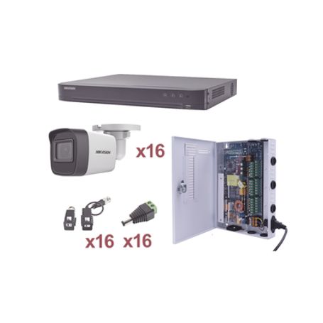 kit turbohd 1080p  dvr 16 canales  16 cámaras bala exterior 28 mm  transceptores  conectores  fuente de poder profesional